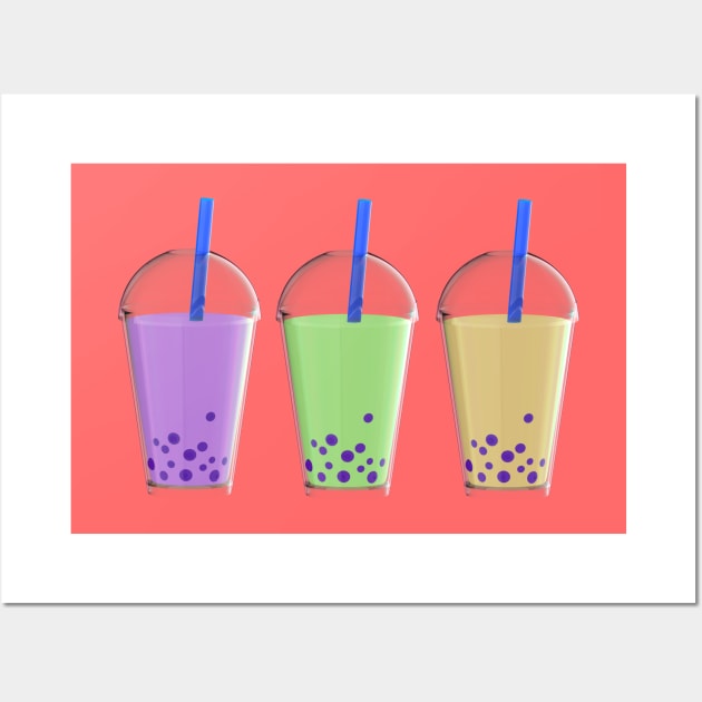 Bubble Tea Row of Three Wall Art by AKdesign